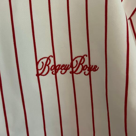 Bogey Boys Men's Red Pinstripe Crewneck Long Sleeve Sweatshirt XL New - Picture 3 of 7